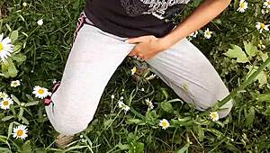 i spy neighbor fingering pussy to wild orgasm in flowers