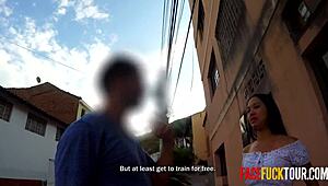 Whoa, sexy street skank picks up random guy for monster cock face fuck and cumshot! 😈💦🍆