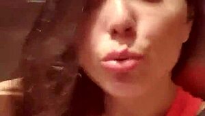 Latina walks outdoors with no panties flashing her natural tits and pussy