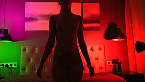 ooh sexy curvy girl dancing stripping in shadows teasing her pussy 😍🔥