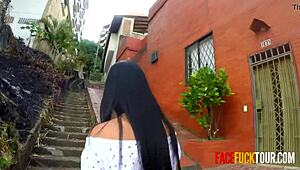 Whoa, sexy street skank picks up random guy for monster cock face fuck and cumshot! 😈💦🍆