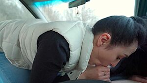 Beauty deepthroats and rides cock in car, ever wonder how far she'll go?