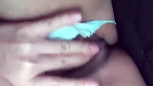 young colombian latina fingers her pussy solo in uber ride