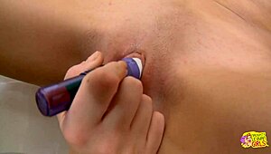 Steamy bubble bath where brunette toys blonde's wet pussy