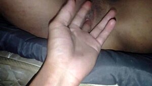 creampie floods her tight shaved pussy making clit drip with hot cum