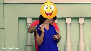 hidden cam spies jeny's public striptease heels flash on street