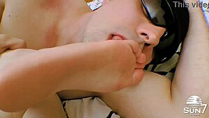 best friend's skinny latina ass and feet sucked fucked quick