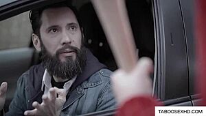 beautiful teen stalked then fucked hard riding cock with blowjob and handjob action