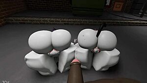 Two BBC-submissive sluts in intense interracial monster cock trio