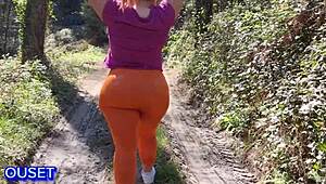 Curvy BBW Stepmom in Leggings Spreads for Public Monster Cock Gaping