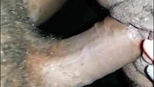 Horny black couple pounds vagina closeup in raw POV