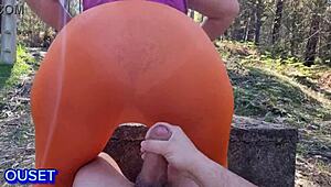 Curvy BBW Stepmom in Leggings Spreads for Public Monster Cock Gaping