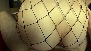 girlfriend in tight mesh leggings sensually sucks cock then rides it hard