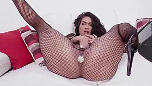 her holes stretch wide from triple anal slam as three monster cocks wreck her dripping pussy in sweaty screams