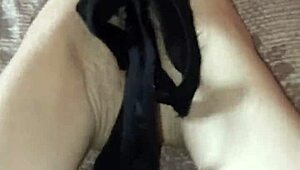 gretala rubs her thong all over those sexy ebony bare feet teasing