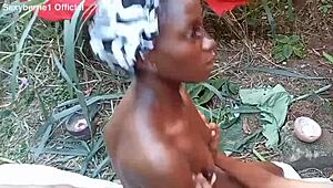 Fucking Bushy-Haired Baba White Bent Over Doggystyle In Ebony Heat