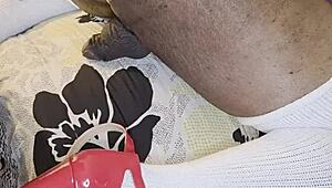 Ebony wife rips clothes for anal toy humiliation on hubby