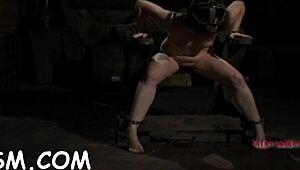 blindfolded babe gagged as toy shoves her twat deep 😈🔒🍆