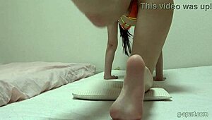 check out sakura misaki's micro bikini wedgie stretching her pussy wide