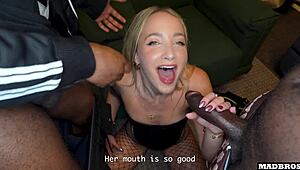 A Stunning French Housekeeper and Big Ass Blonde Friend Ride Black Cock Rough in Hotel Room