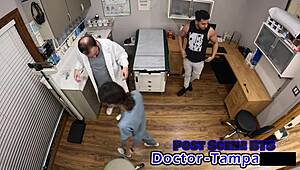 dr tampa examines muscular latina mia with xander in latex gyno gloves pov