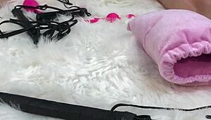 oiled her up massaged then glass dildo wrecked pussy and ass for hubby