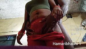 big boobed indian wife rides cowgirl on ranch in tight leggings for creampie finish