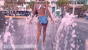 Heart-Pounding Thrill of Hairy Babe's Wet Miniskirt Exposure in Public