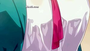 anime hentai babe bent over takes big cock doggystyle creampie in pussy