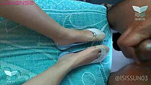 rain falling around the forest cabin as i kneel wet for his big cock blowjob