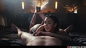 She smokes that cigarette slow while sucking my cock pov style teasing