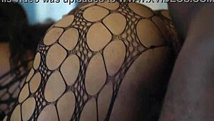 crazy ebony with huge ass in fishnets begs for bedroom fuck?