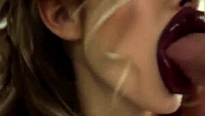 Will This Bimbo's Red Lipstick Slobber Cover Your Cumshot Facial?