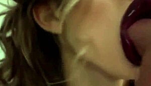 Will This Bimbo's Red Lipstick Slobber Cover Your Cumshot Facial?