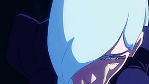 mei mei encounters stranger in jujutsu kaisen inspired scene with intense oral action