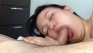 homemade latina deepthroats massive cock in super close-up slow motion cumshot