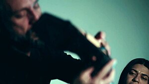 NERD MATURE GETS FOOTJOB LICKING THEN TIGHT PUSSY FUCK IN LINGERIE ORGASM