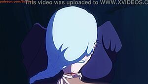 mei mei encounters stranger in jujutsu kaisen inspired scene with intense oral action