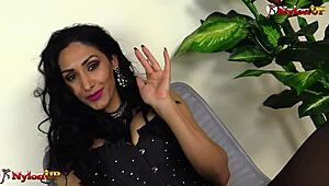 imagine mistress alexya's nylon feet stroking you in pantyhose and stockings.