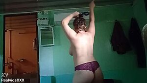 chubby babe dances then bends for pov doggystyle cum on ass