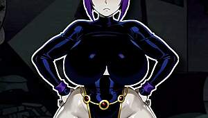 hey raven from teen titans go live2d she's beating those big chubby tits wild