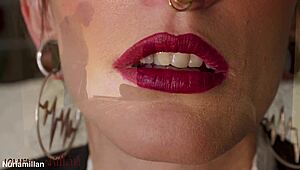 Wife endures lezdom foot training session