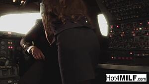 her massive fake tits bounce as she rides cock hard in the cockpit