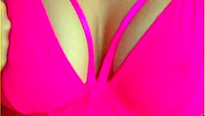 oh man my wifey's hot pink lingerie hugs her perfect big tits so damn good