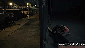 TEEN IN GLASSES sucks COCK outdoors while BOUND for domination