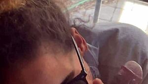 your lightskin ebony stepsis slurps cock by the window as boyfriend searches gets facial