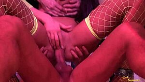 Brunette Babe Fills All Holes with Four Thick Monster Cocks Double Penetration Rough