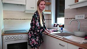 hey she's bored undressing big tits by window masturbating with toys