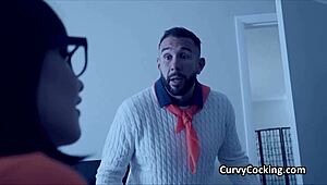 Velma's Big Tits Bounce Wildly Riding Monster Cock in Skirt Cosplay