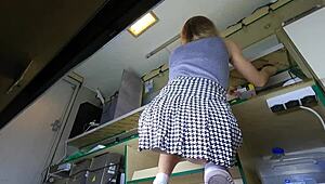 Hot blonde slut's shaved pussy exposed by hidden cam while fingering